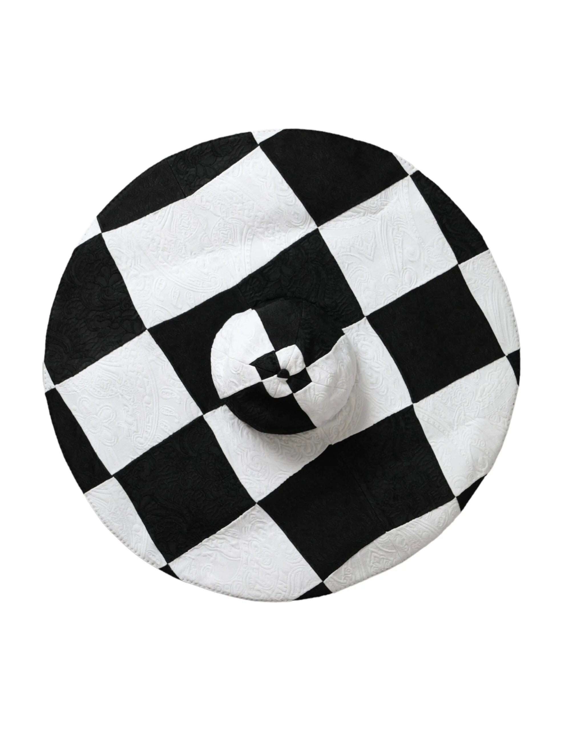 Dolce & Gabbana Black White Checkered Wide Brim Floppy Hat - 57 cm|S - Sun Hats