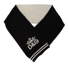 Dolce & Gabbana Black White Cotton DG Printed Cashmere Shawl Scarf - Scarves & Shawls