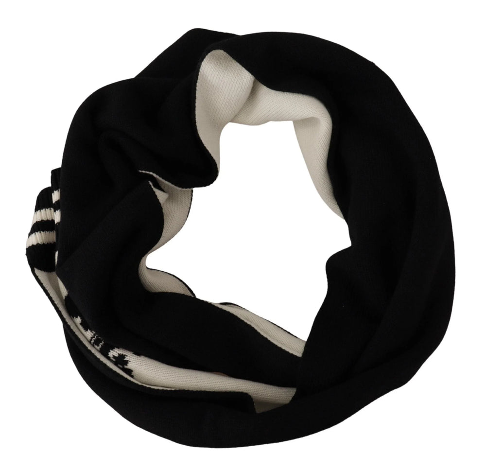 Dolce & Gabbana Black White Cotton DG Printed Cashmere Shawl Scarf - Scarves & Shawls