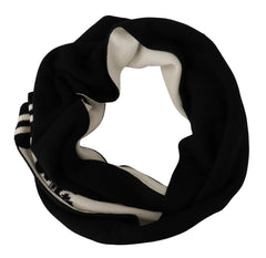 Dolce & Gabbana Black White Cotton DG Printed Cashmere Shawl Scarf - Scarves & Shawls