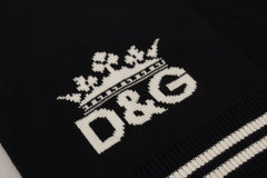 Dolce & Gabbana Black White Cotton DG Printed Cashmere Shawl Scarf - Scarves & Shawls