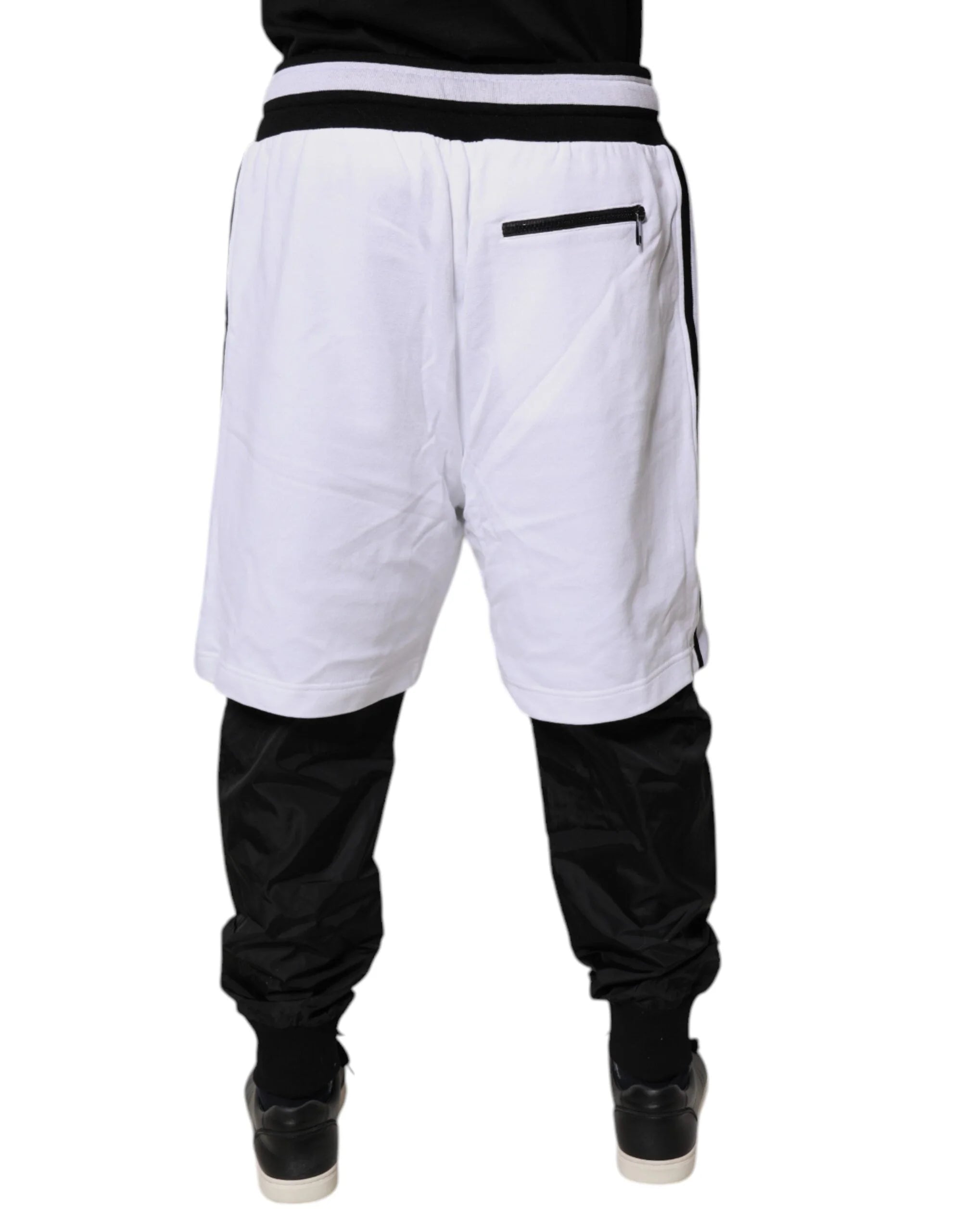Dolce & Gabbana Black White Cotton Layered Sweatpants Pants - IT50 | L - Sweatpants