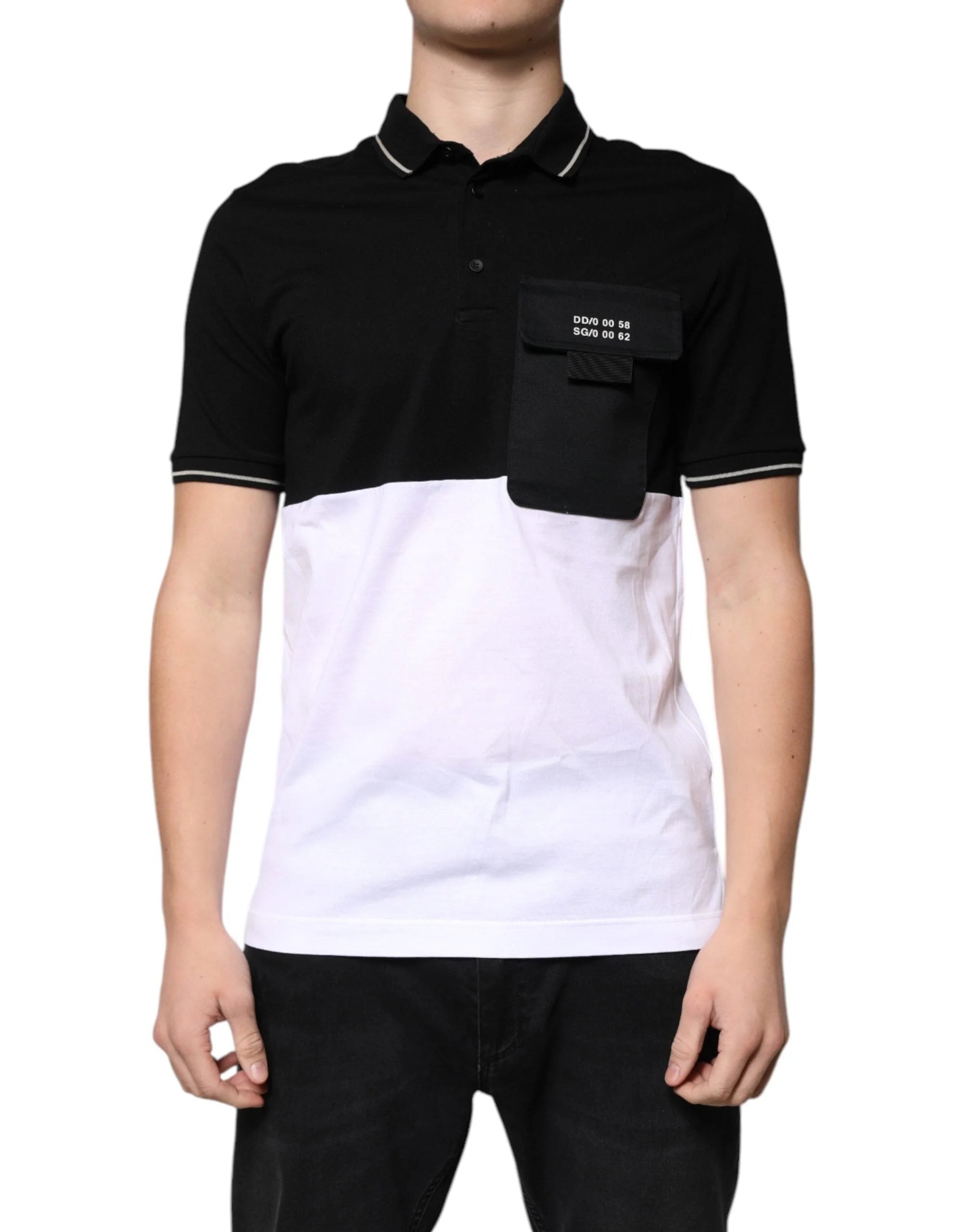 Dolce & Gabbana Black White Cotton Short Sleeves Polo T-shirt - IT44 | XS - Polos