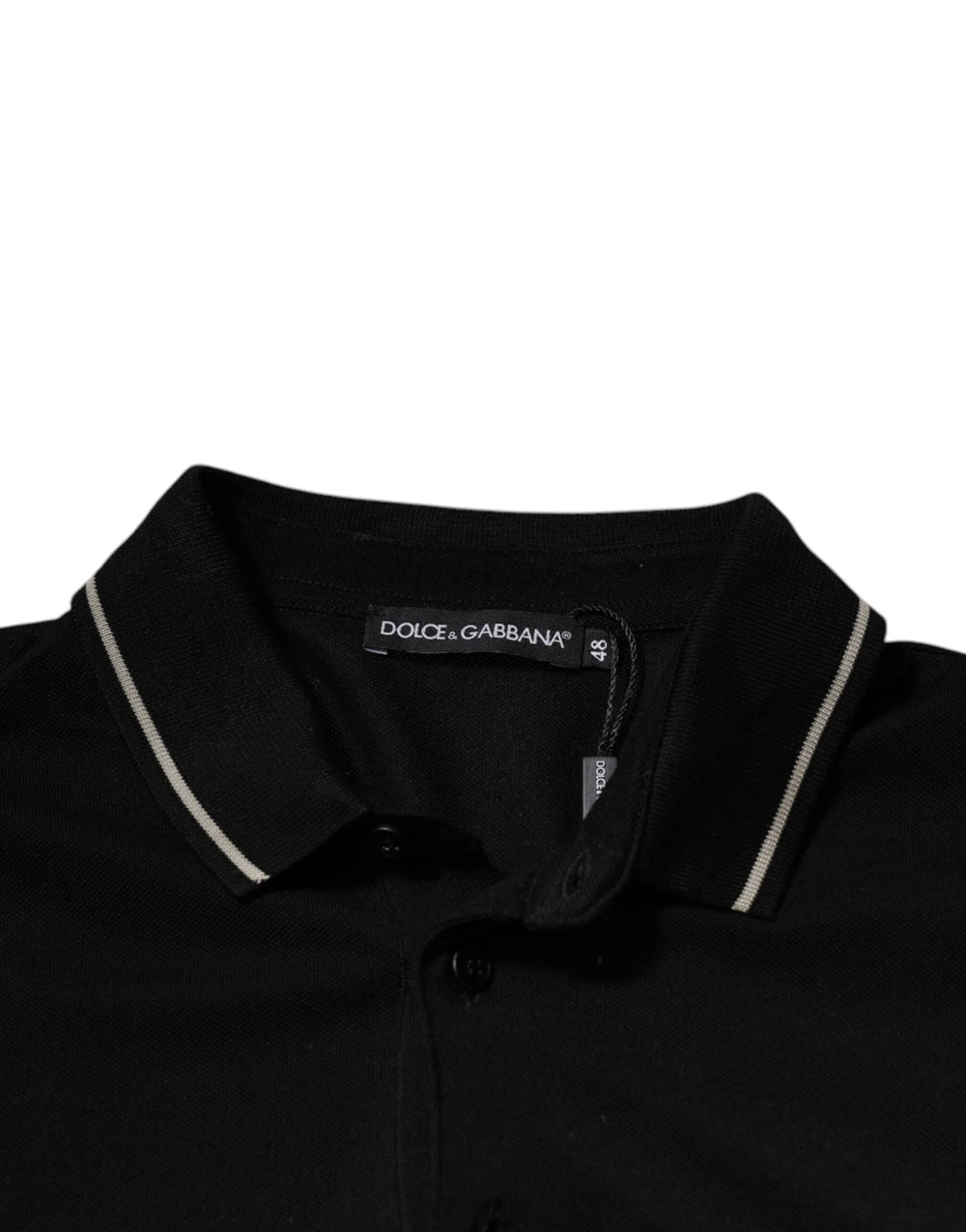 Dolce & Gabbana Black White Cotton Short Sleeves Polo T-shirt - IT44 | XS - Polos
