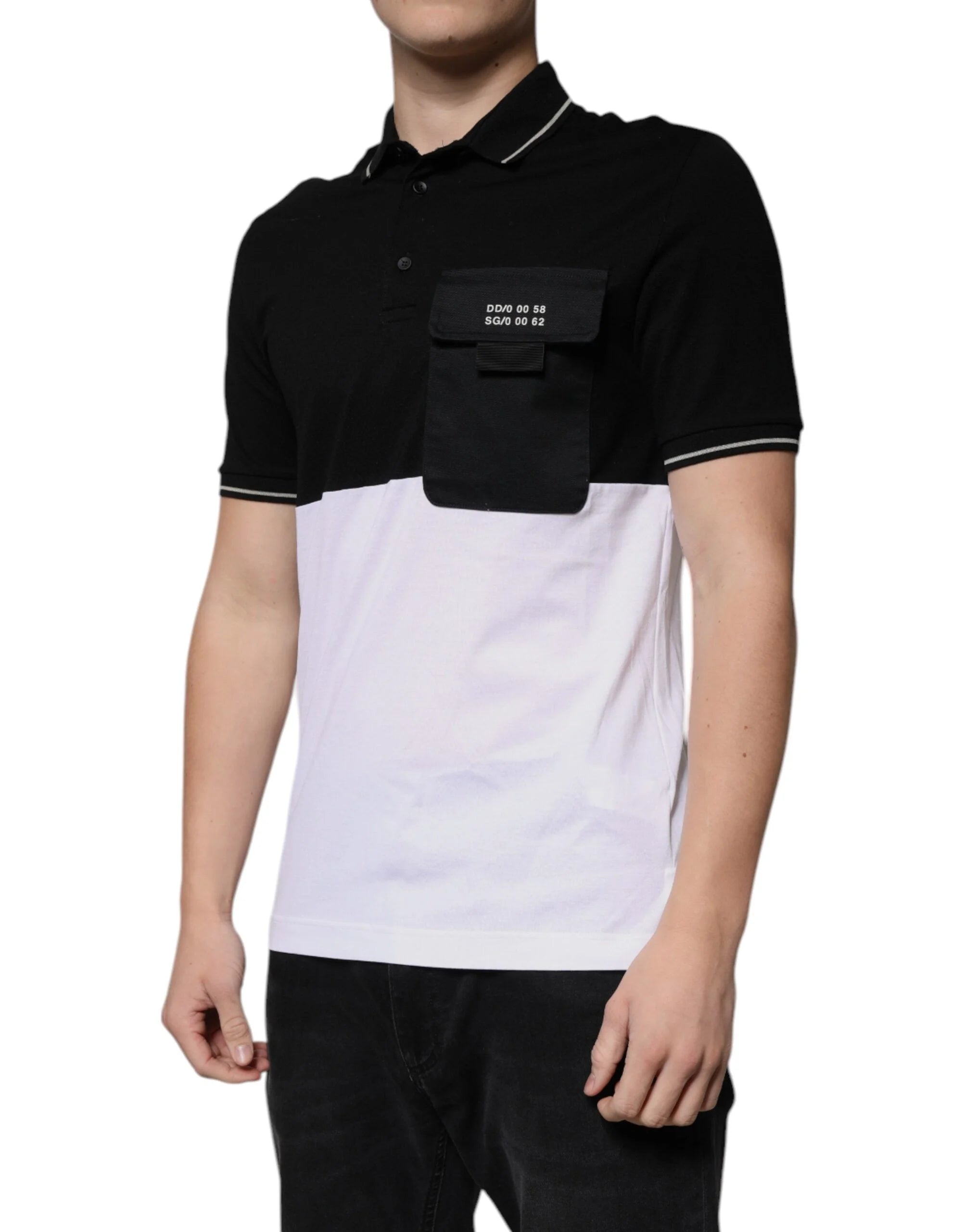 Dolce & Gabbana Black White Cotton Short Sleeves Polo T-shirt - IT44 | XS - Polos