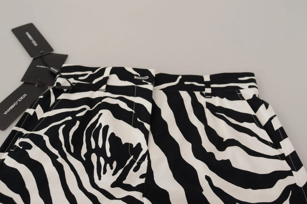 Dolce & Gabbana Black White Cotton Stretch Hot Pants Shorts - IT44 - Short Trousers