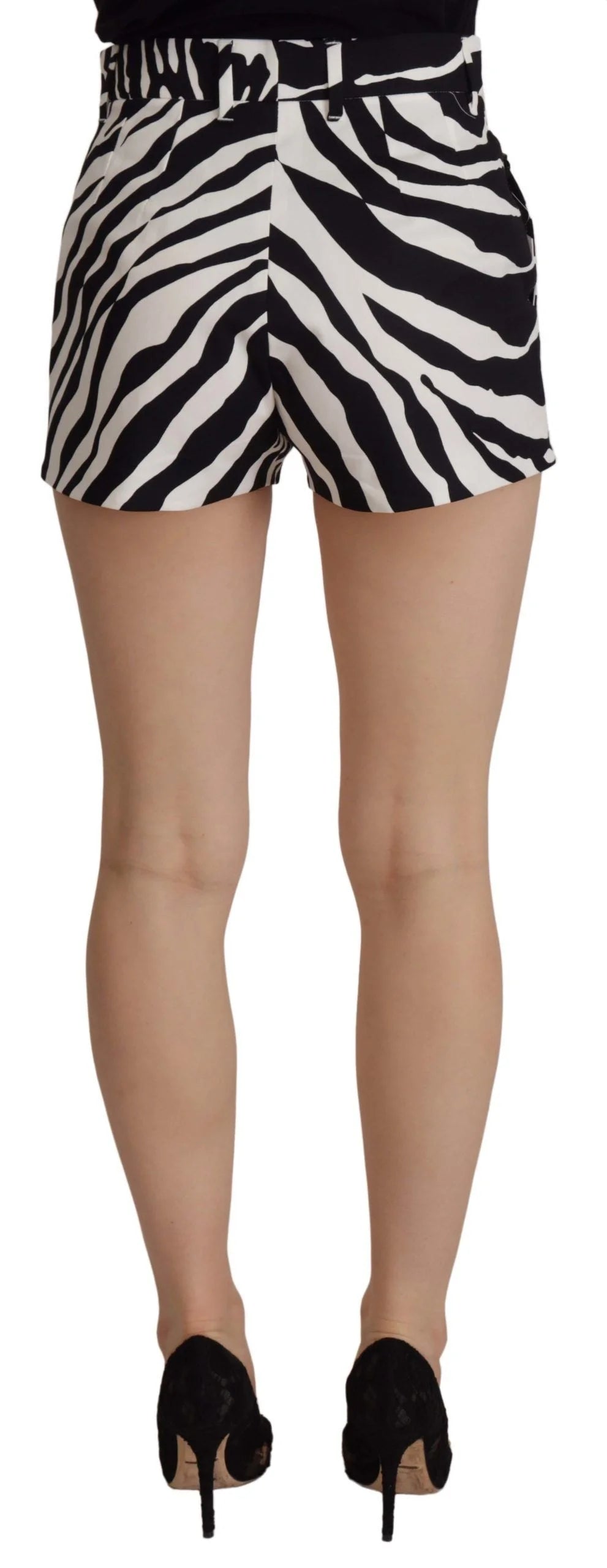 Dolce & Gabbana Black White Cotton Stretch Hot Pants Shorts - IT44 - Short Trousers