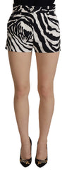 Dolce & Gabbana Black White Cotton Stretch Hot Pants Shorts - IT44 - Short Trousers