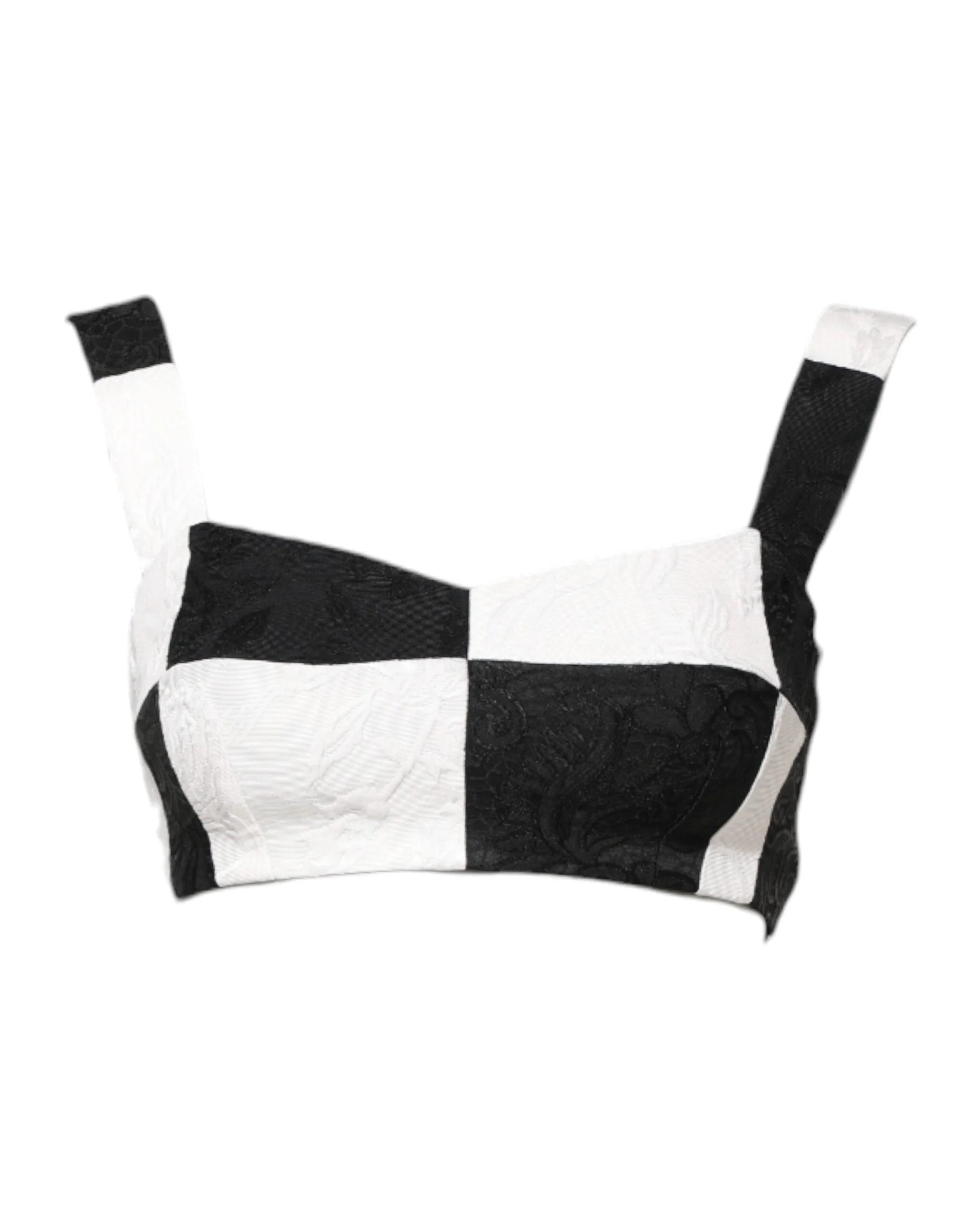 Dolce & Gabbana Black White Cropped Bustier Corset Bra Top - IT36|XXS - Tank Tops