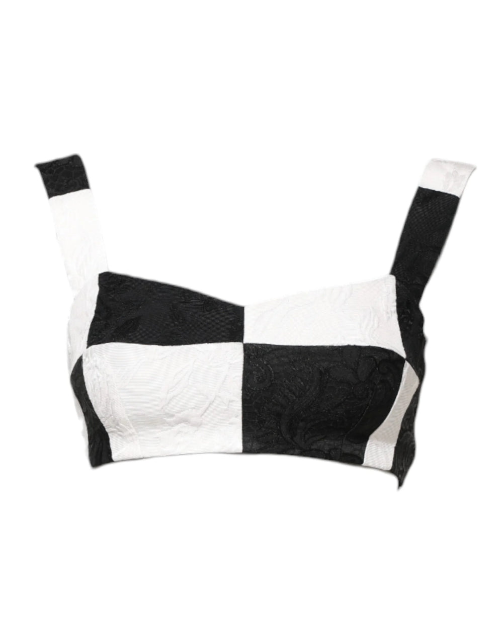 Dolce & Gabbana Black White Cropped Bustier Corset Bra Top - IT36|XXS - Tank Tops