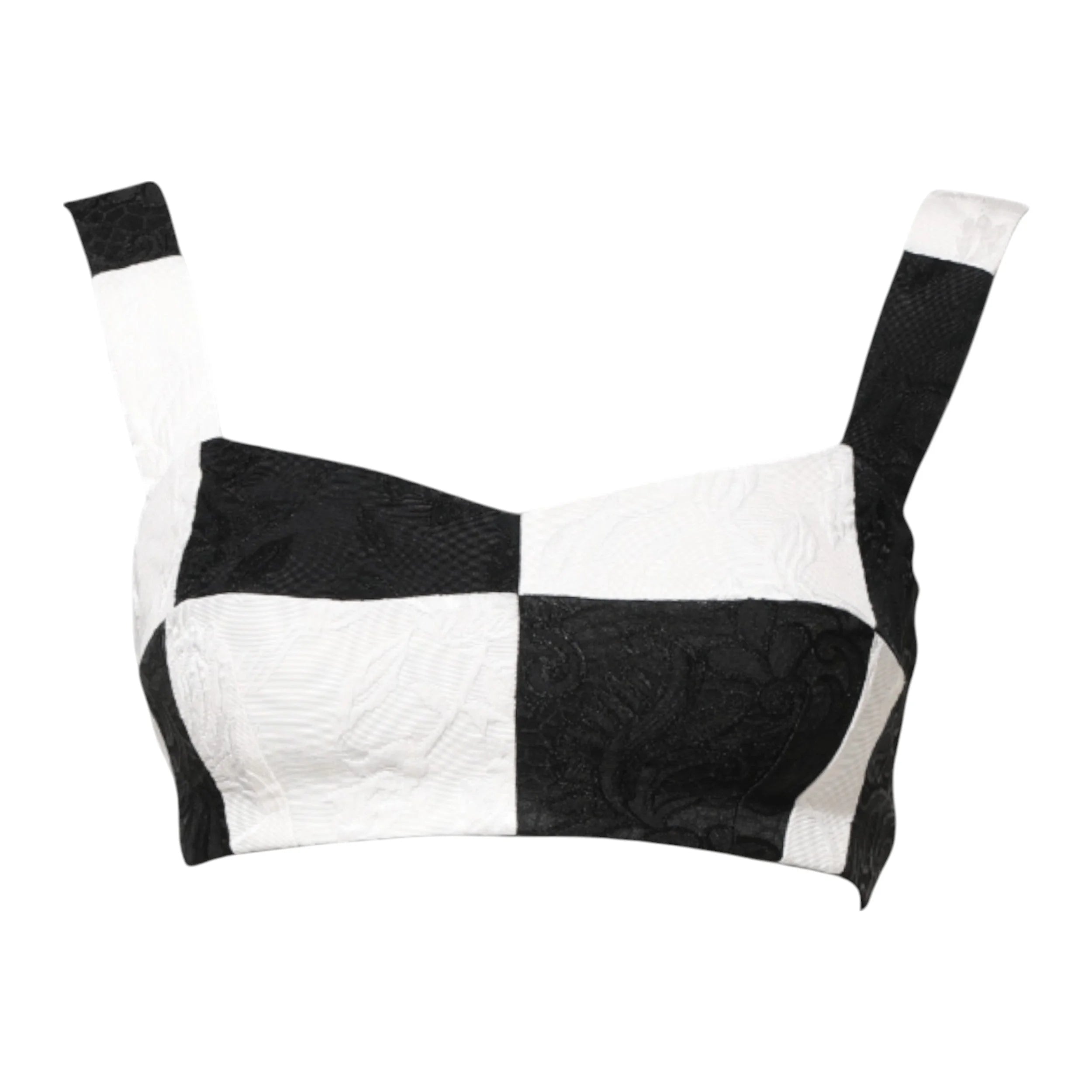 Dolce & Gabbana Black White Cropped Bustier Corset Bra Top - IT36|XXS - Tank Tops