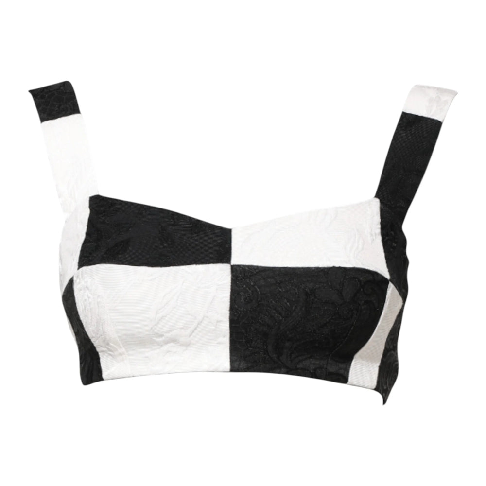 Dolce & Gabbana Black White Cropped Bustier Corset Bra Top - IT36|XXS - Tank Tops