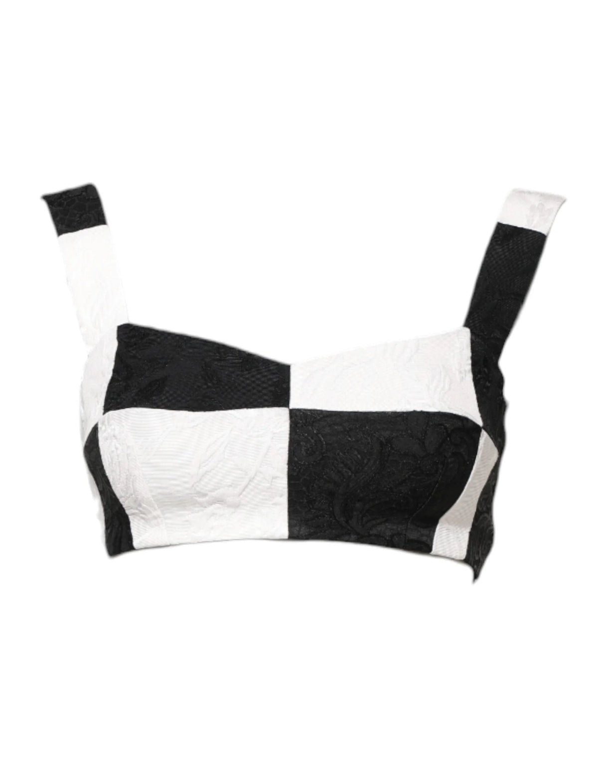 Dolce & Gabbana Black White Cropped Bustier Corset Bra Top - IT36|XXS - Tank Tops