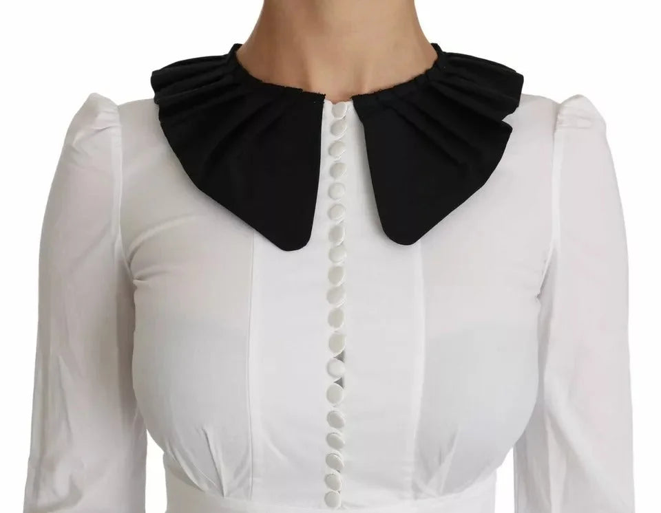 Dolce & Gabbana Black White Decorative Buttons Tops Shirt Blouse - IT36 | XS - Blouses
