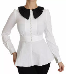 Dolce & Gabbana Black White Decorative Buttons Tops Shirt Blouse - IT36 | XS - Blouses