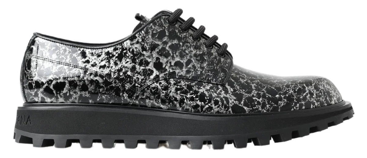 Dolce & Gabbana Black White Derby Patent Leather Shoes - EU39/US6 - Shoes