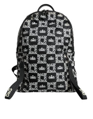 Dolce & Gabbana Black White DG Crown Logo Nylon Backpack Bag - Backpacks