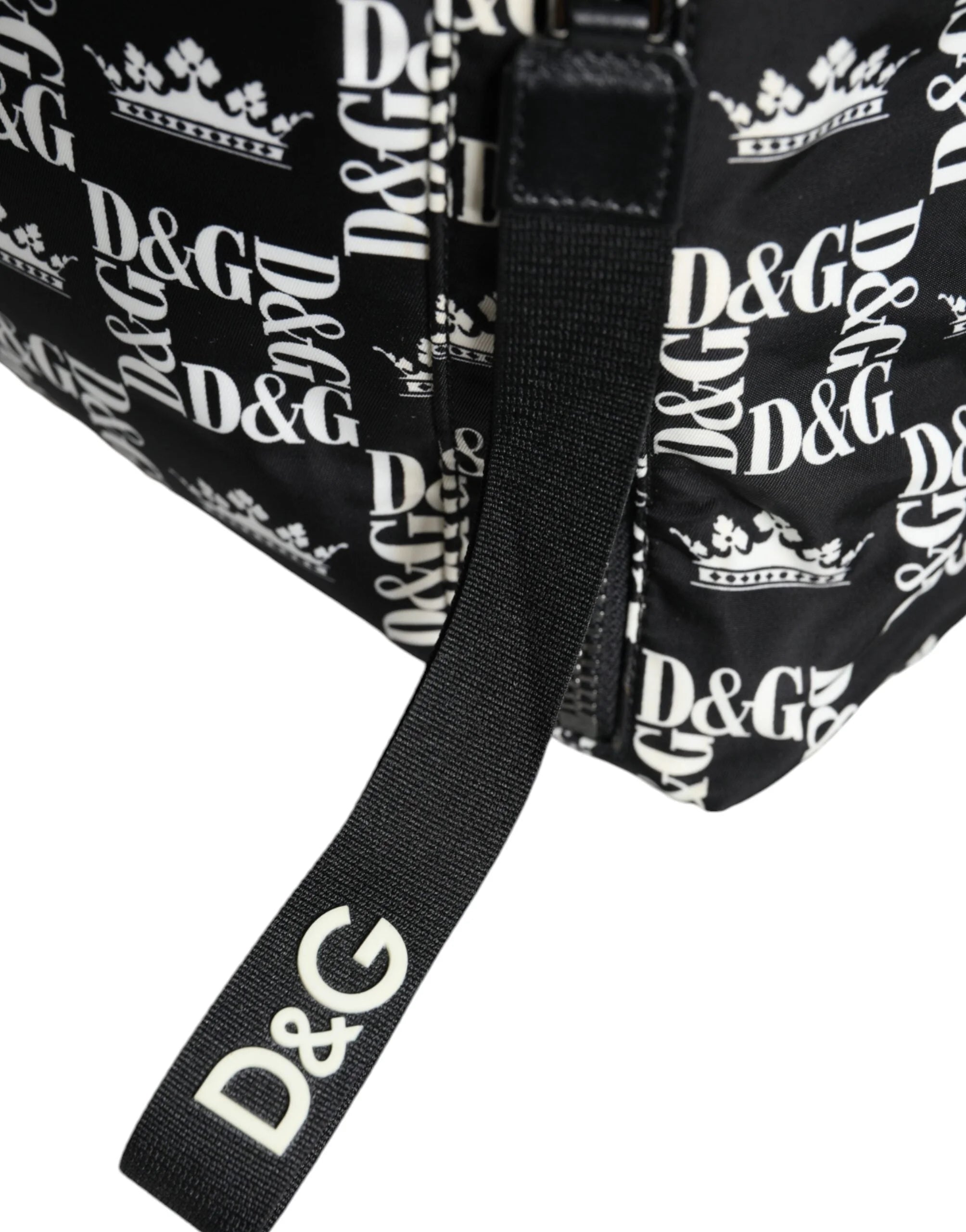 Dolce & Gabbana Black White DG Crown Logo Nylon Backpack Bag - Backpacks