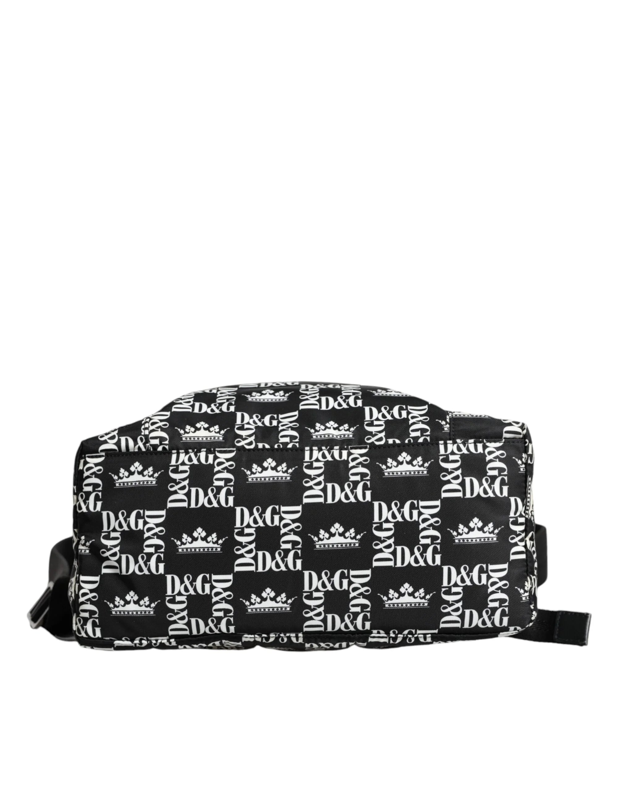 Dolce & Gabbana Black White DG Crown Logo Nylon Backpack Bag - Backpacks