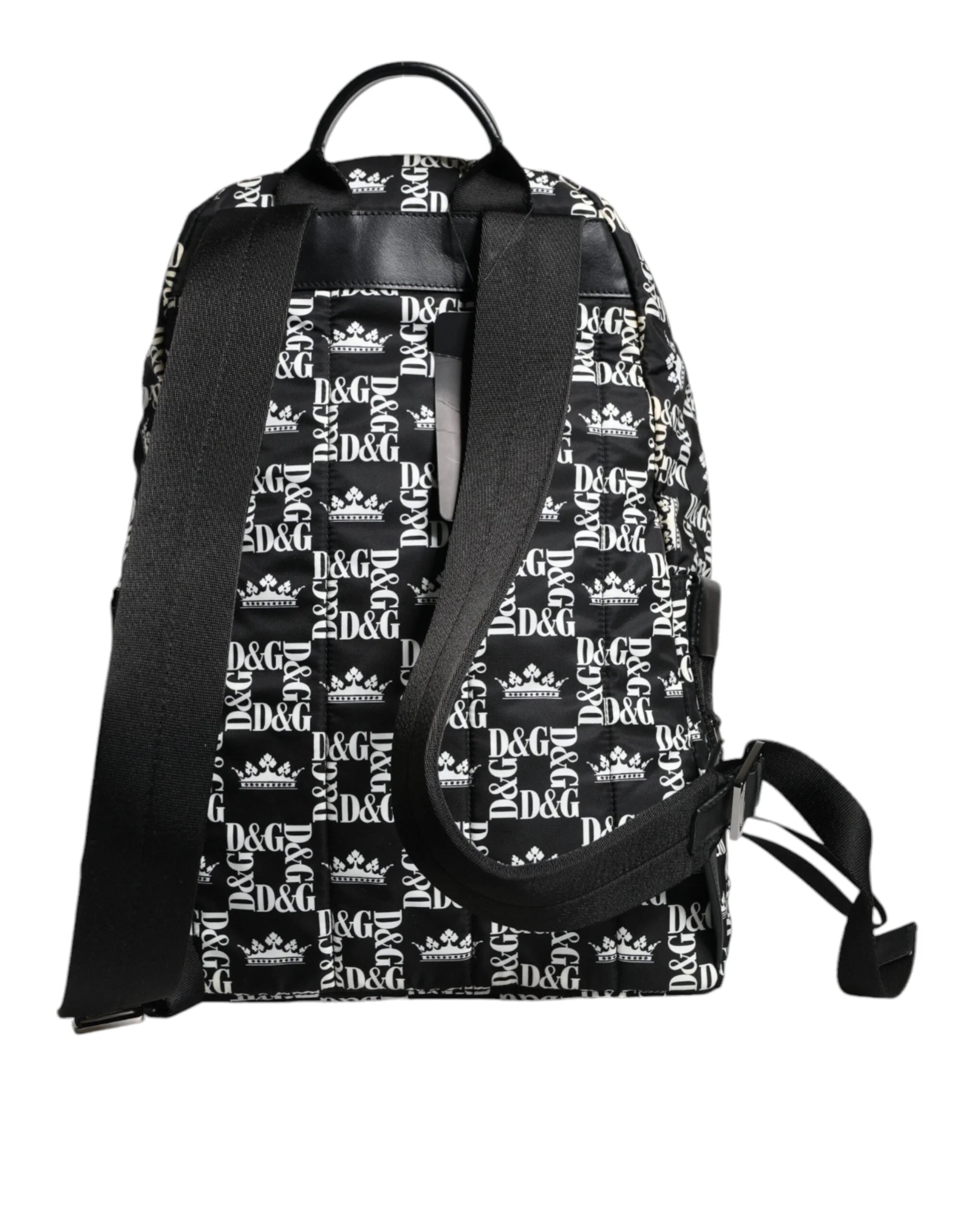 Dolce & Gabbana Black White DG Crown Logo Nylon Backpack Bag - Backpacks