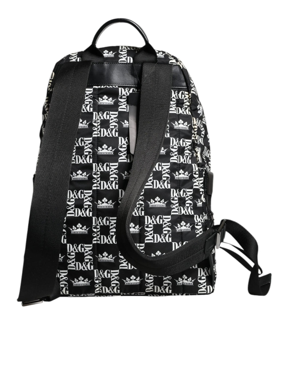 Dolce & Gabbana Black White DG Crown Logo Nylon Backpack Bag - Backpacks