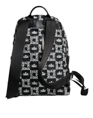 Dolce & Gabbana Black White DG Crown Logo Nylon Backpack Bag - Backpacks