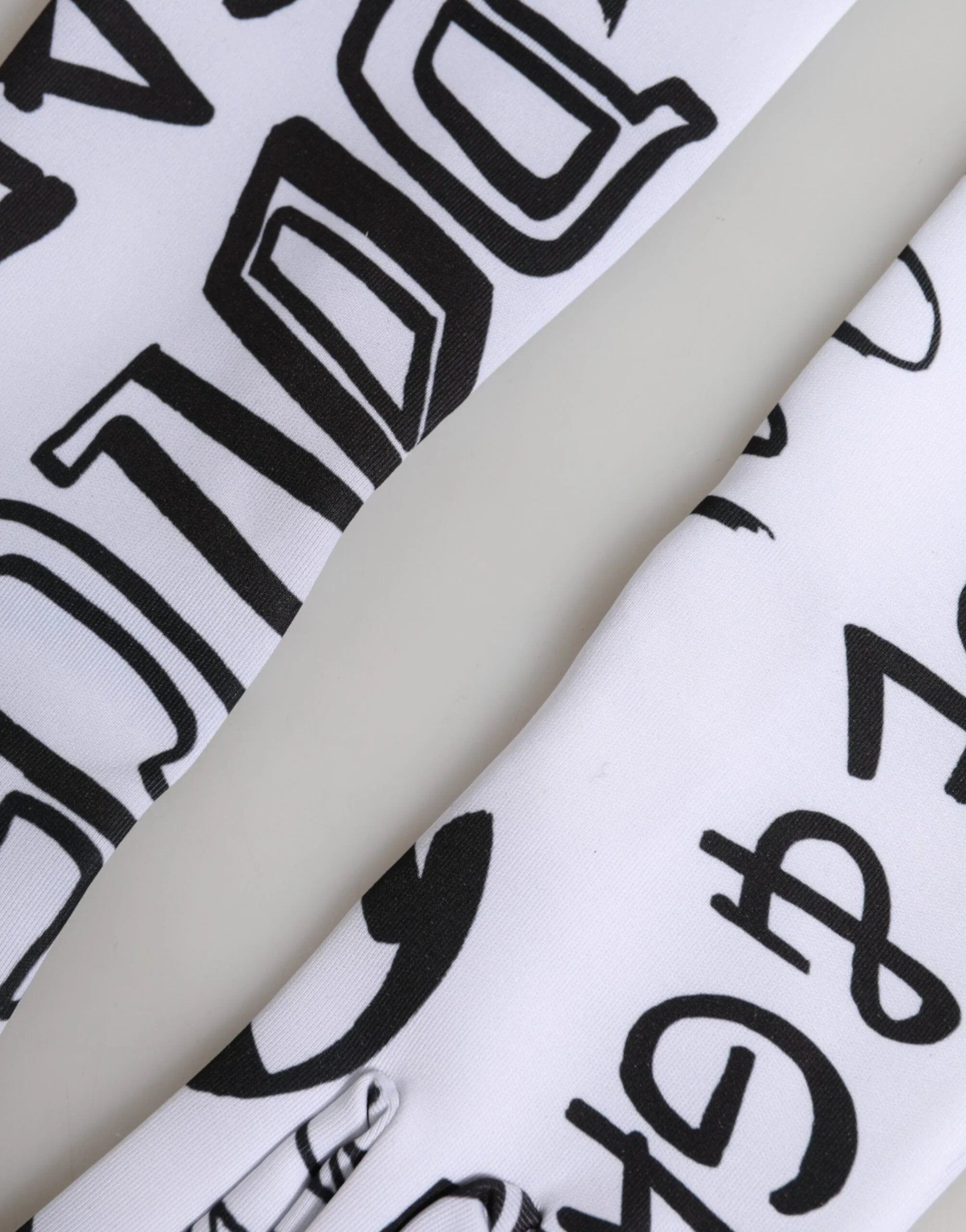 Dolce & Gabbana Black White DG Logo Elbow Length Mitten Gloves - 7|S