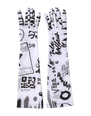 Dolce & Gabbana Black White DG Logo Elbow Length Mitten Gloves - 7|S