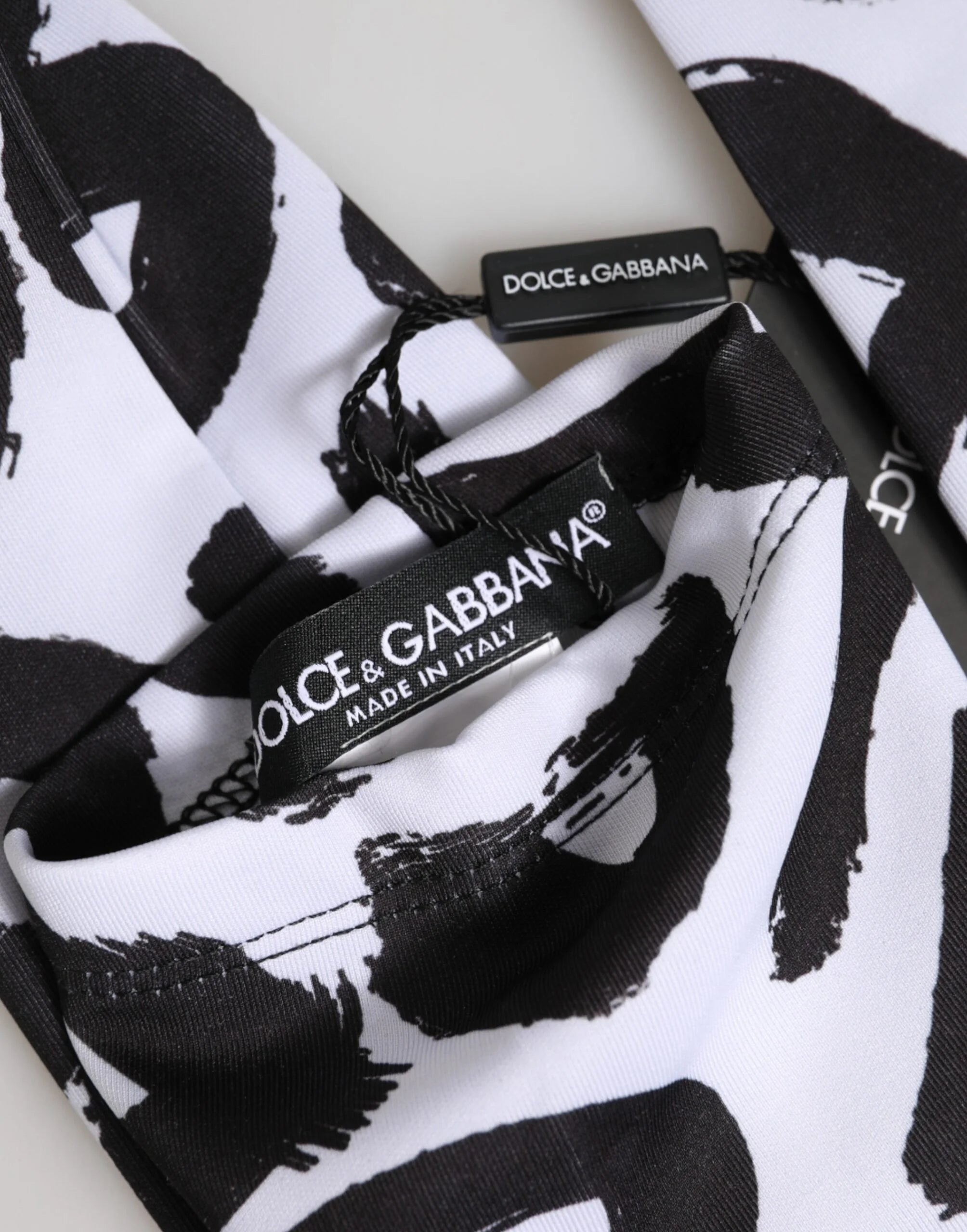 Dolce & Gabbana Black White DG Logo Elbow Length Mitten Gloves - 7|S