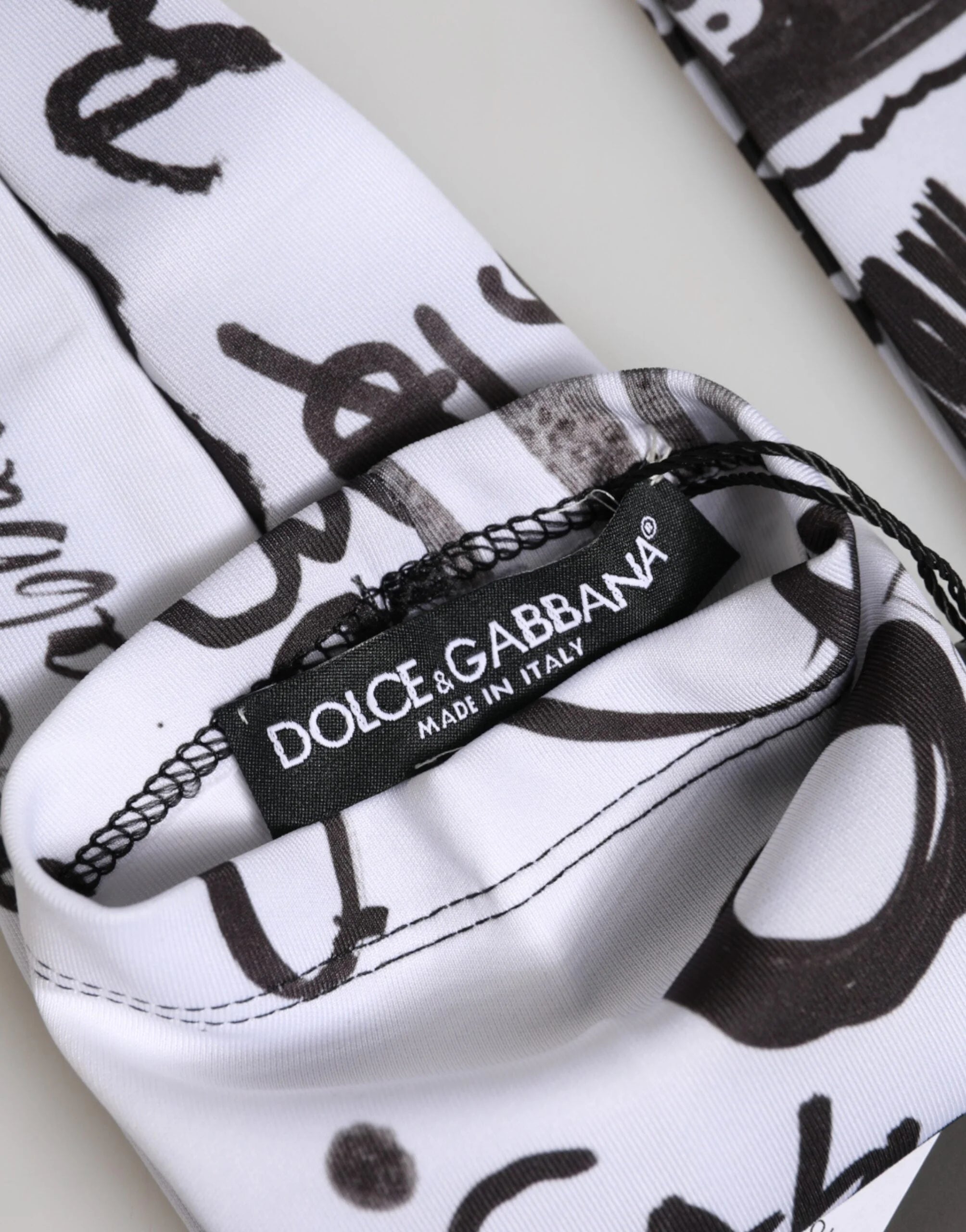 Dolce & Gabbana Black White DG Logo Elbow Length Mitten Gloves - 7|S