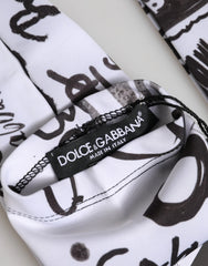 Dolce & Gabbana Black White DG Logo Elbow Length Mitten Gloves - 7|S