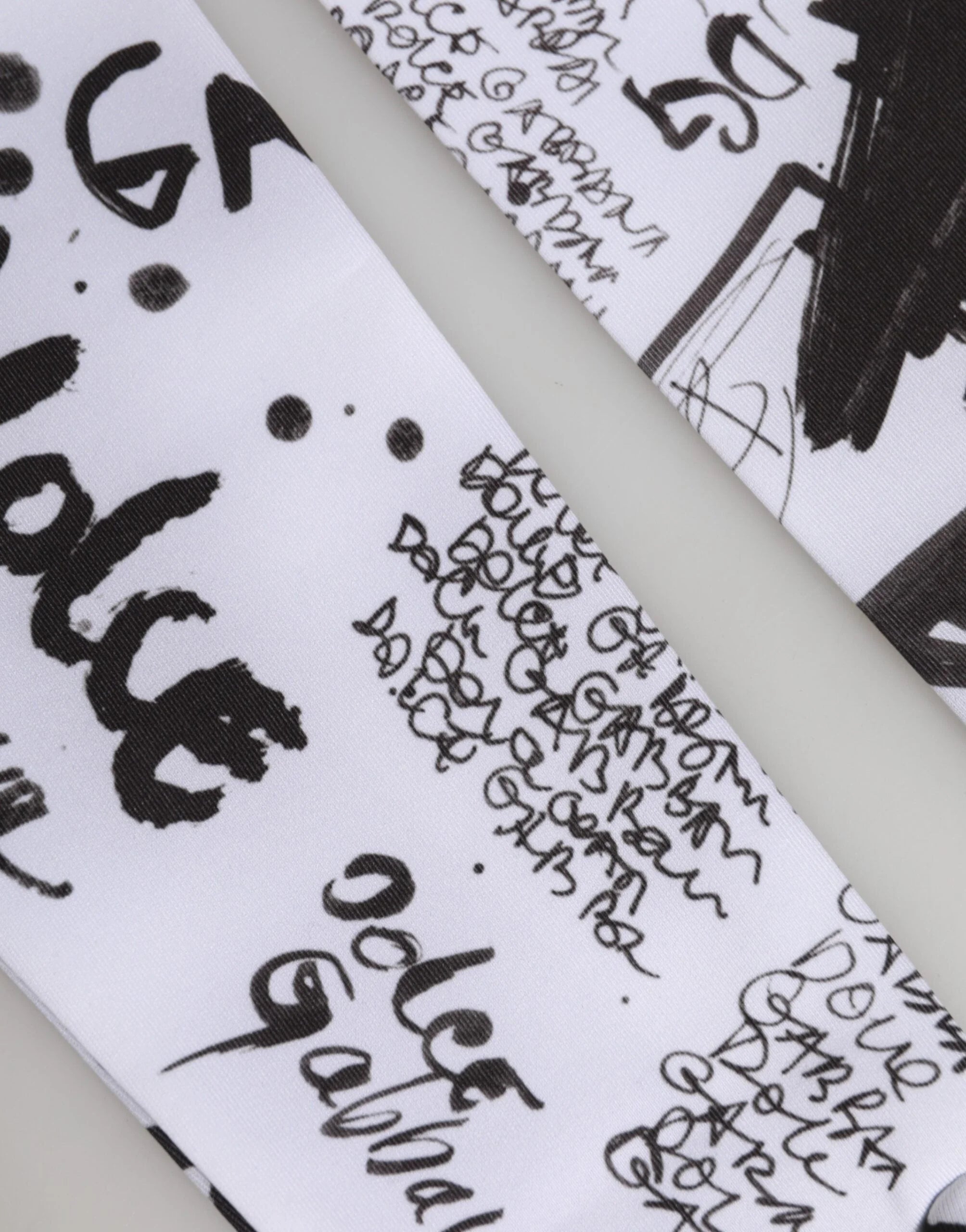 Dolce & Gabbana Black White DG Logo Elbow Length Mitten Gloves - 7|S