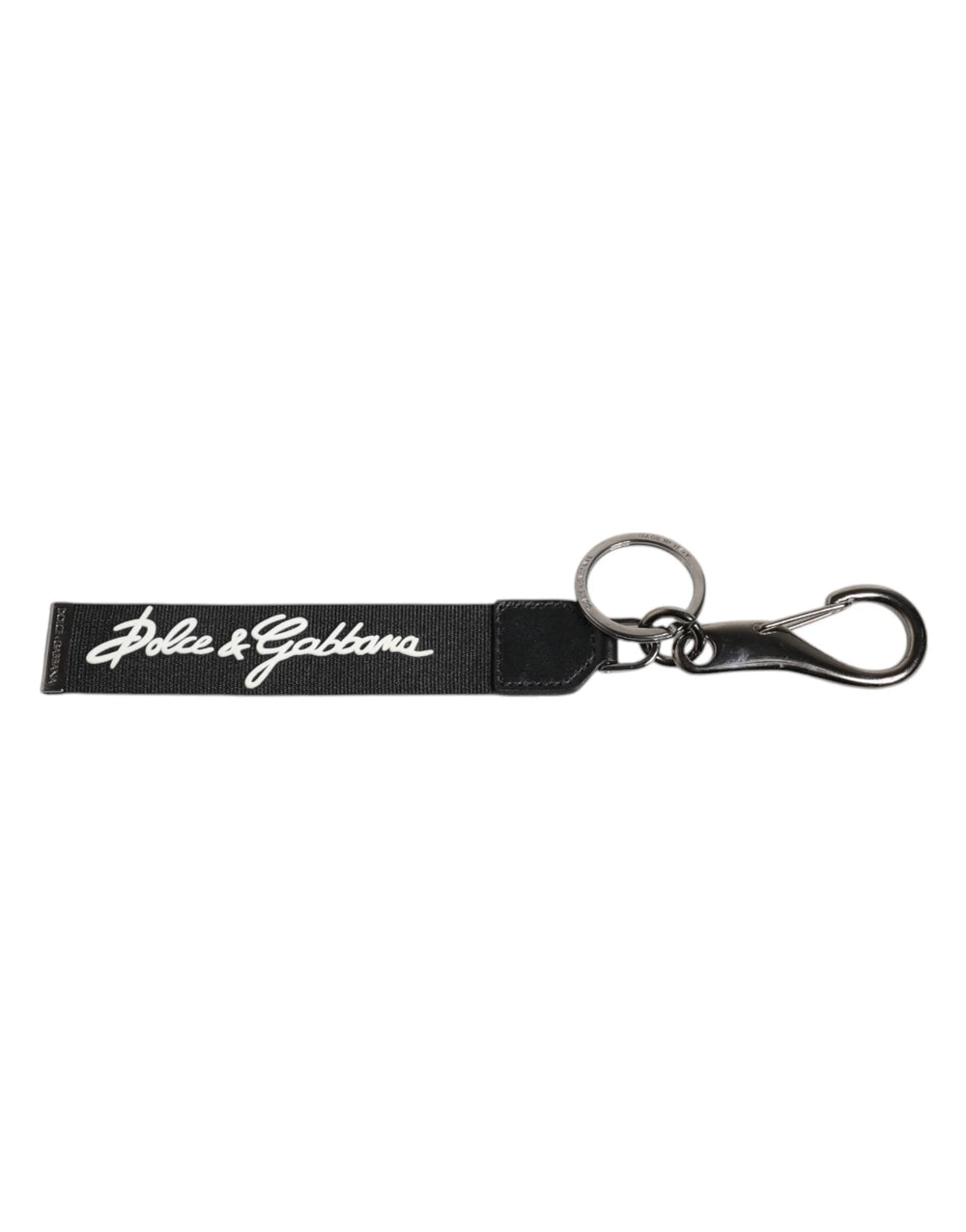 Dolce & Gabbana Black White DG Logo Silver Men Keychain Polyester Keyring - Keychains