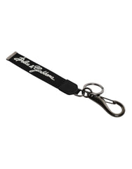 Dolce & Gabbana Black White DG Logo Silver Men Keychain Polyester Keyring - Keychains