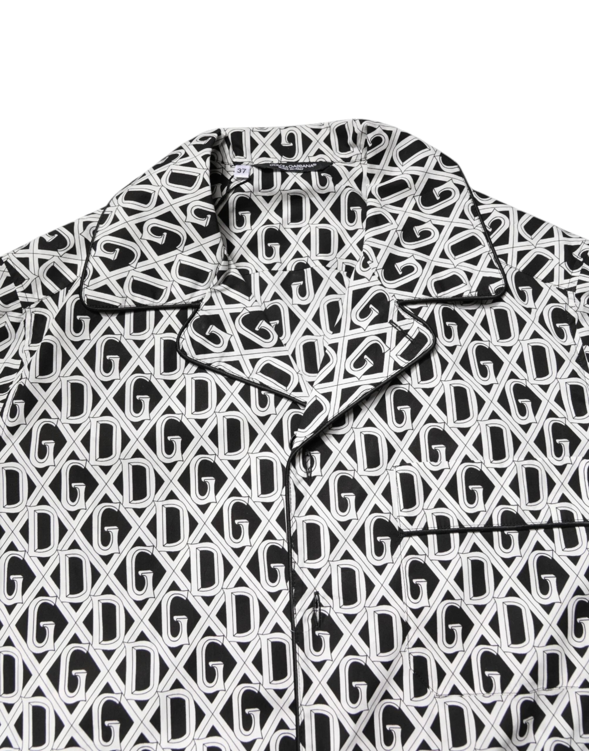 Dolce & Gabbana Black White DG Print Cotton Pajama Set Sleepwear - IT37 | XS - Pajamas