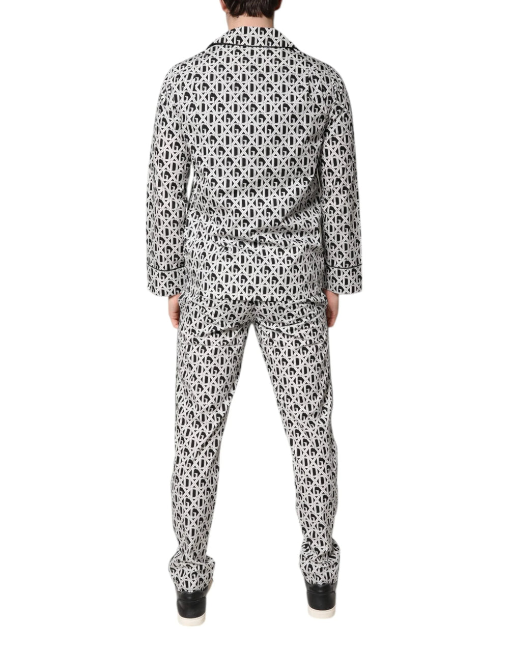 Dolce & Gabbana Black White DG Print Cotton Pajama Set Sleepwear - IT37 | XS - Pajamas