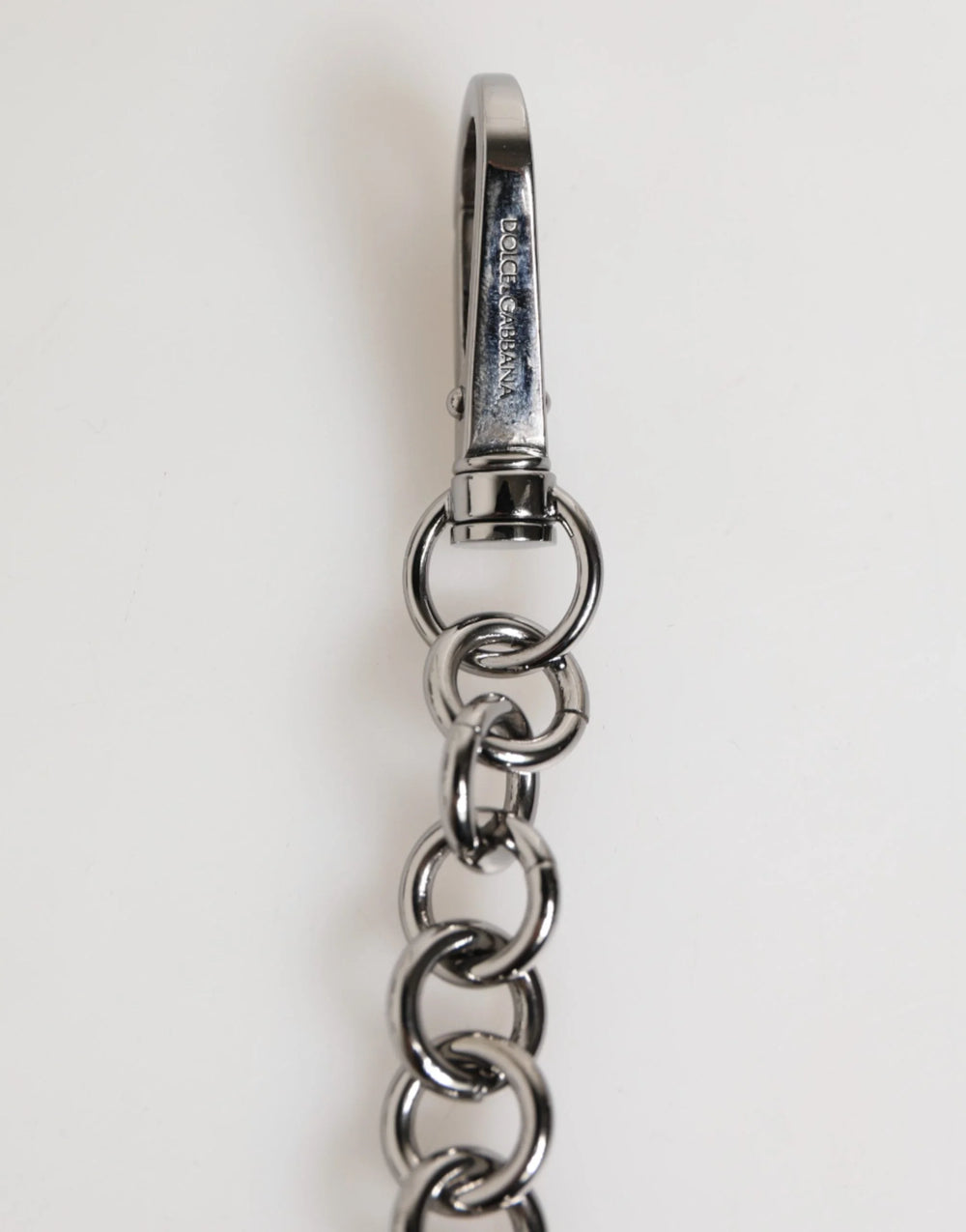 Dolce & Gabbana Black White DG Rubber Logo Silver Men Keychain Keyring - Keychains
