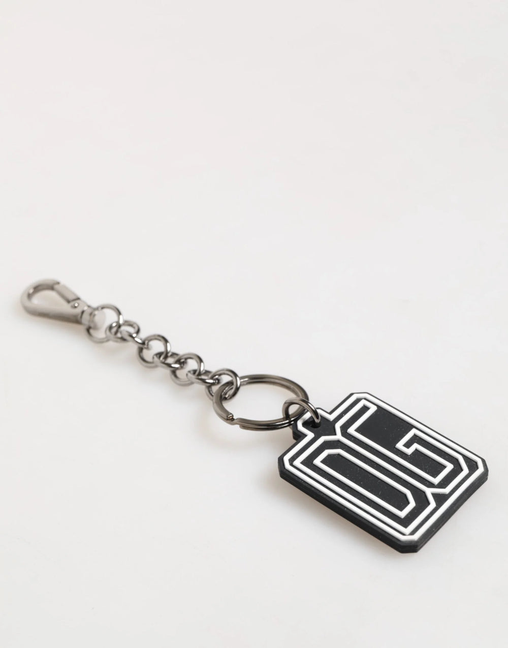 Dolce & Gabbana Black White DG Rubber Logo Silver Men Keychain Keyring - Keychains