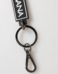 Dolce & Gabbana Black White DG Rubber Logo Silver Men’s Holder Keyring - Keychains