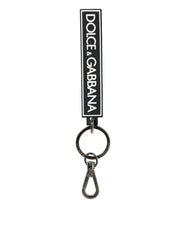 Dolce & Gabbana Black White DG Rubber Logo Silver Men’s Holder Keyring - Keychains