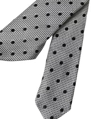 Dolce & Gabbana Black White Dot Fantasy Silk Adjustable Men Tie - Neckties