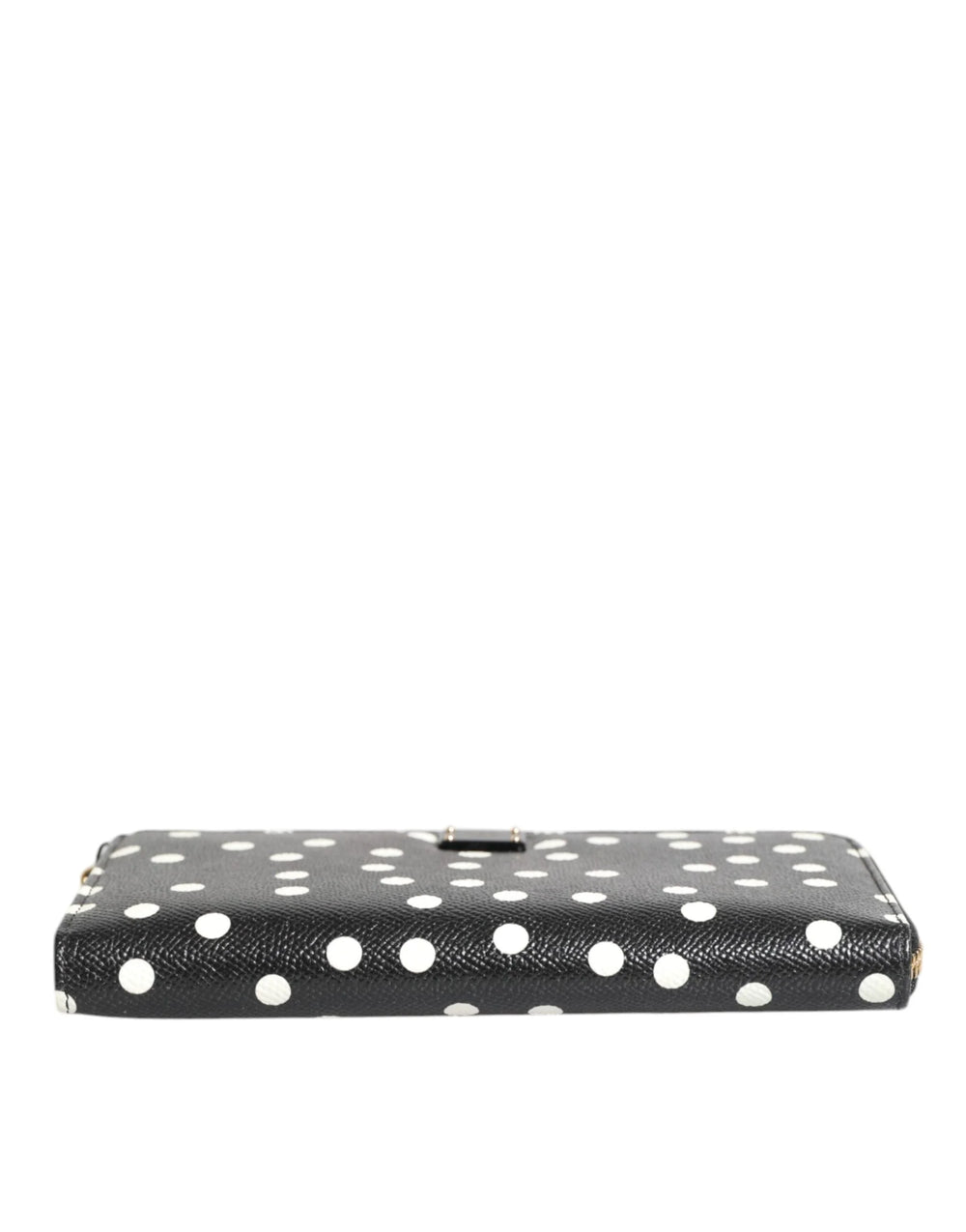 Dolce & Gabbana Black White Dotted Leather Zip Around Continental Wallet - Wallets