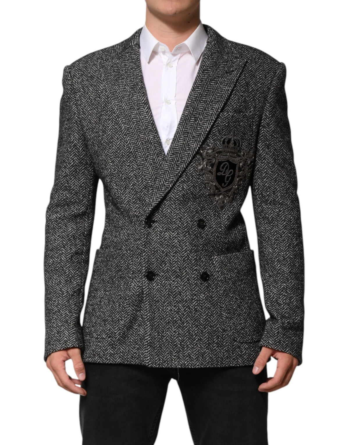Dolce & Gabbana Black White Double Breasted Men Suit Blazer - IT48 | M - Sport Jackets