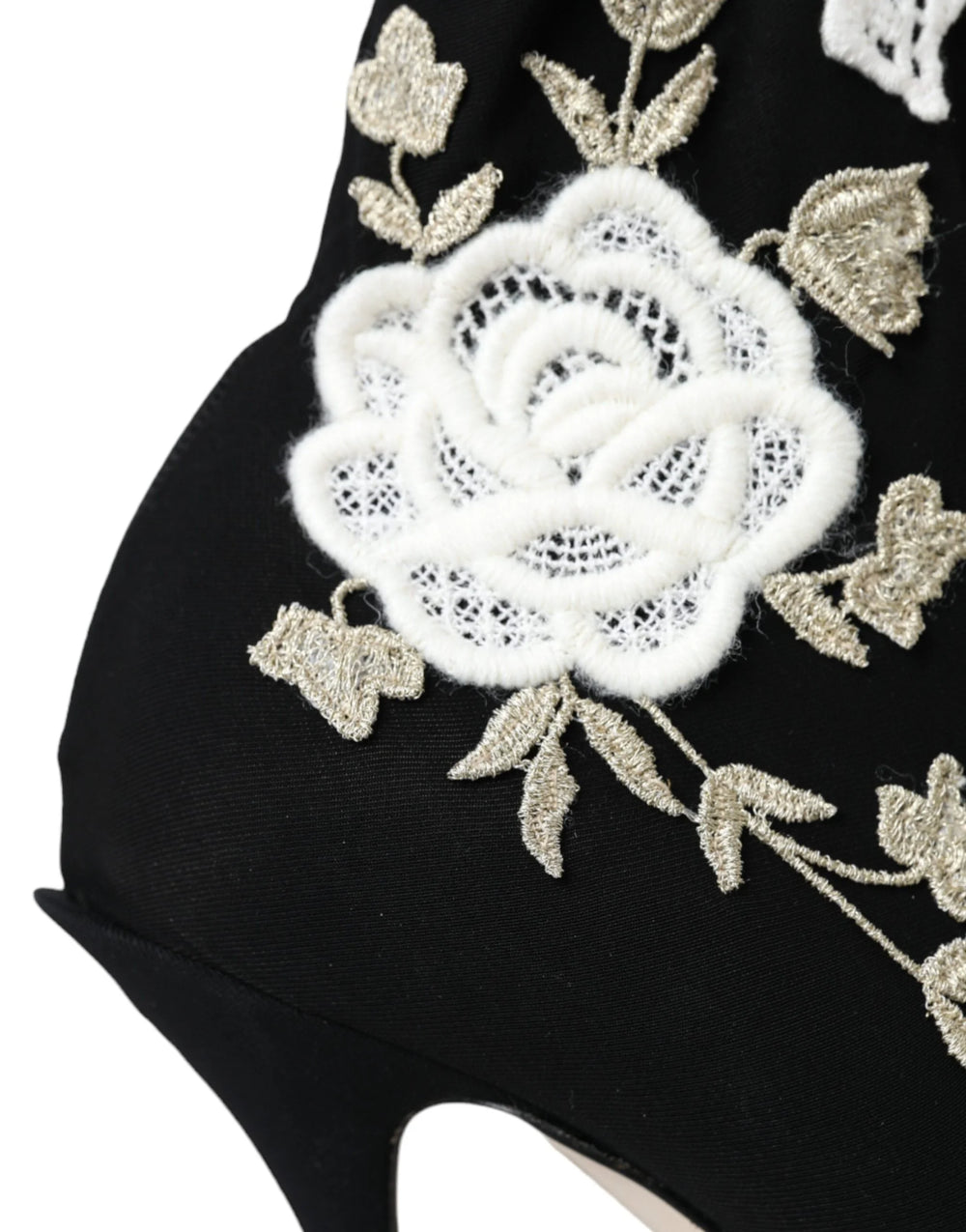 Dolce & Gabbana Black White Embroidery Slip On Boots Shoes - Boots