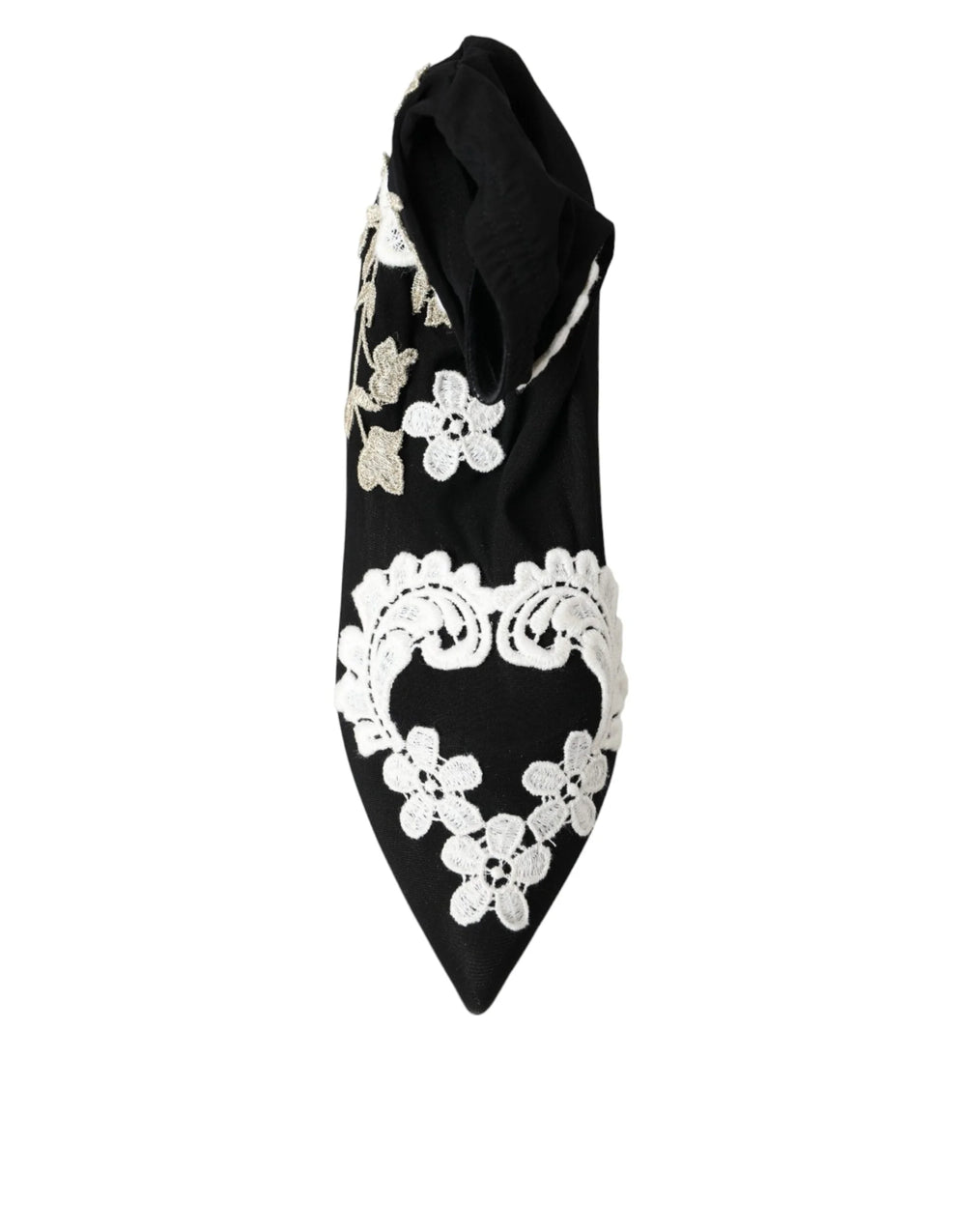 Dolce & Gabbana Black White Embroidery Slip On Boots Shoes - Boots