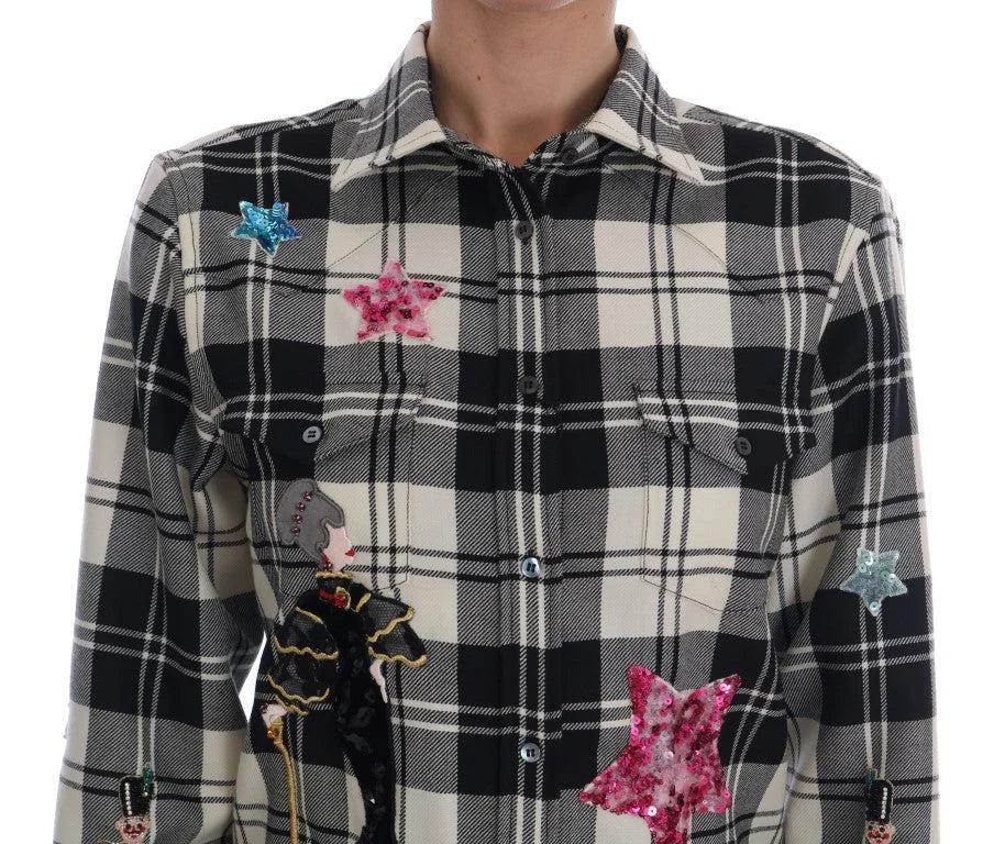 Dolce & Gabbana Black White Fairy Tale Crystal Shirt - IT42|M - Shirts
