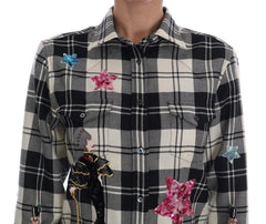 Dolce & Gabbana Black White Fairy Tale Crystal Shirt - IT42|M - Shirts