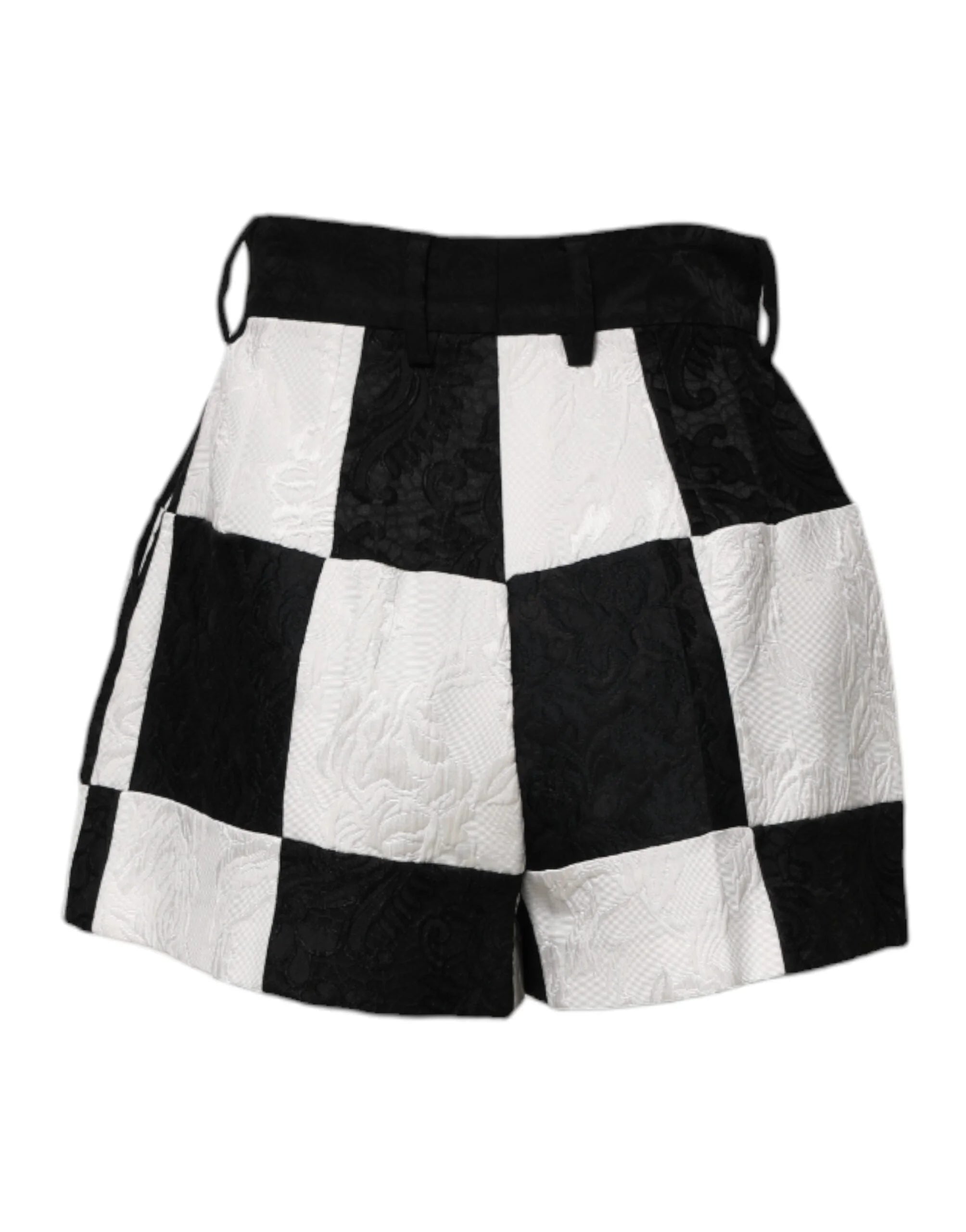 Dolce & Gabbana Black White Floral Brocade Hot Pants Shorts - Short Trousers