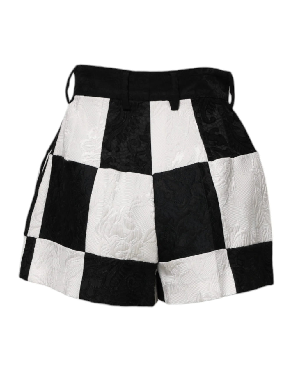 Dolce & Gabbana Black White Floral Brocade Hot Pants Shorts - Short Trousers