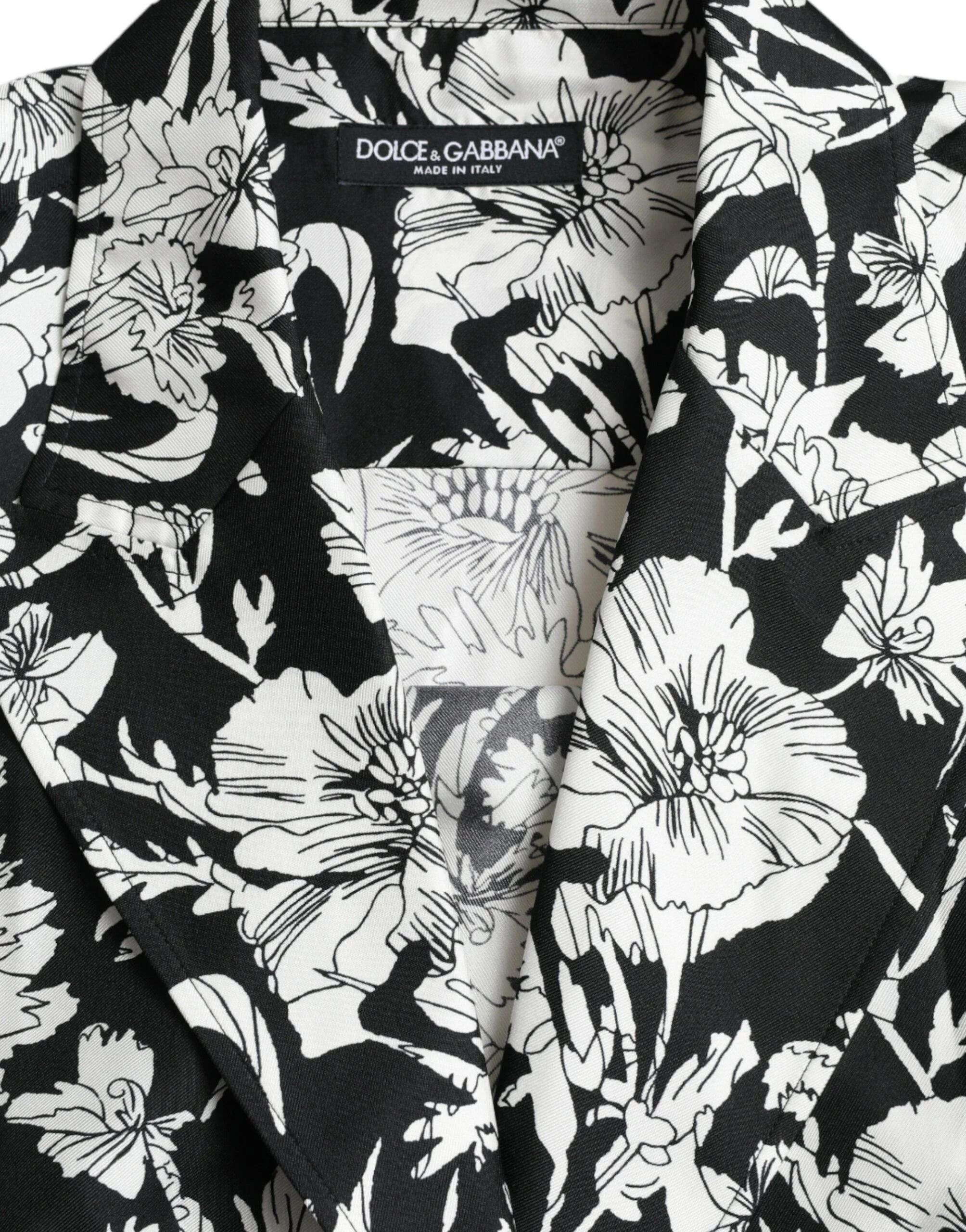 Dolce & Gabbana Black White Floral Button Down Casual Shirt - IT37 | XS - Shirts